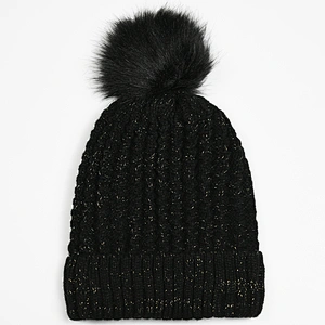 2020 Winter fashion acrylic w lurex kids knitted beanie hat