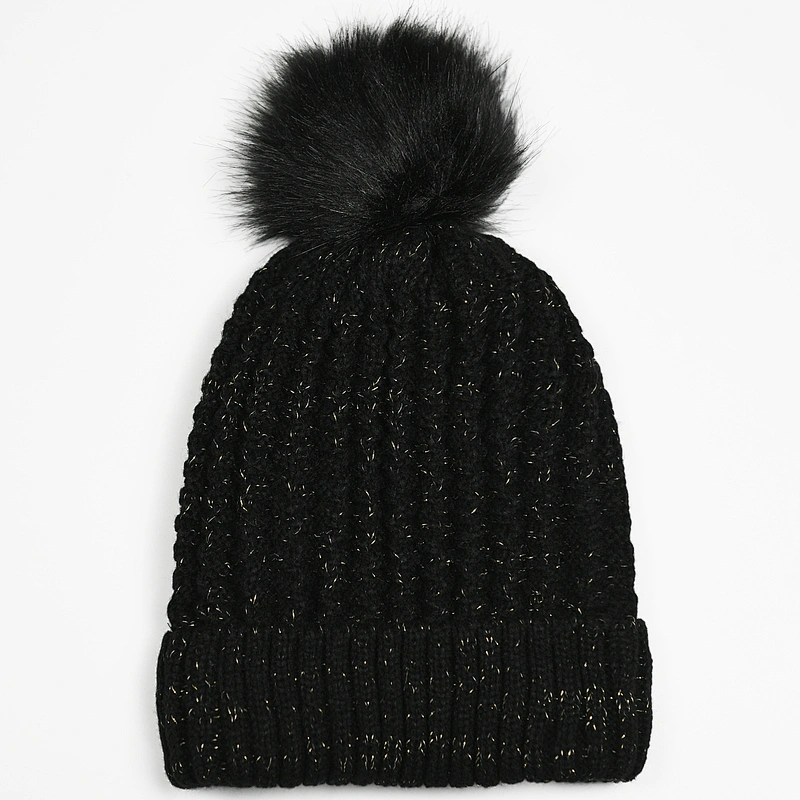2020 Winter fashion acrylic w lurex kids knitted beanie hat