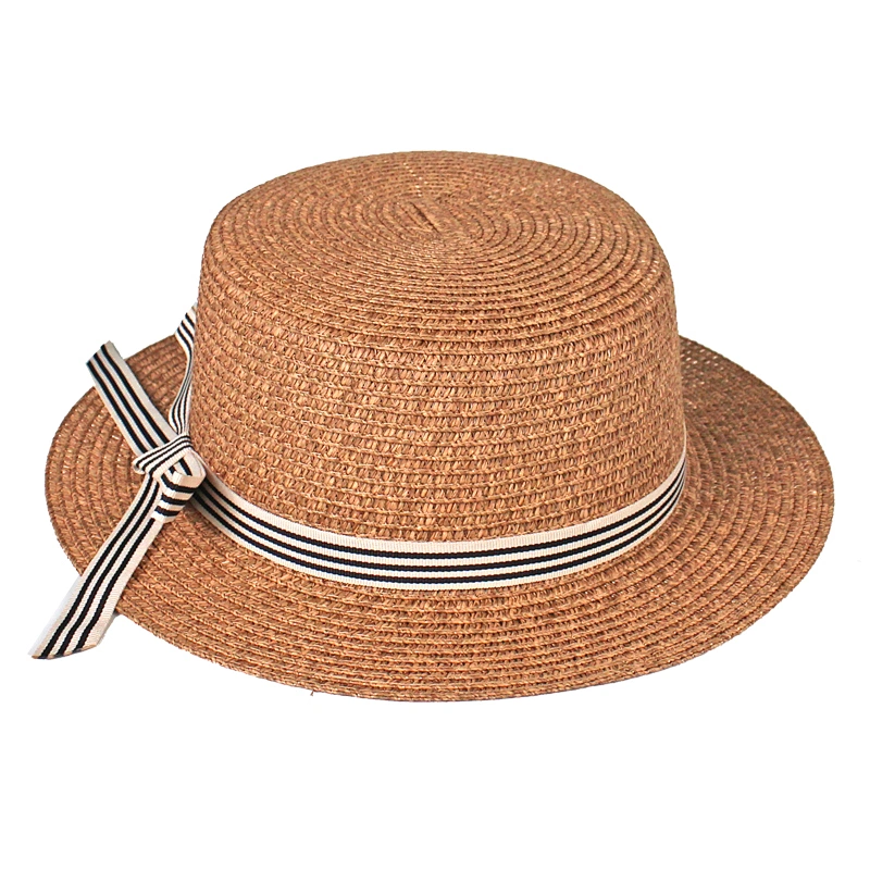 Fashion Bowknot Anti UV and Breathable Women Straw Boater Hat