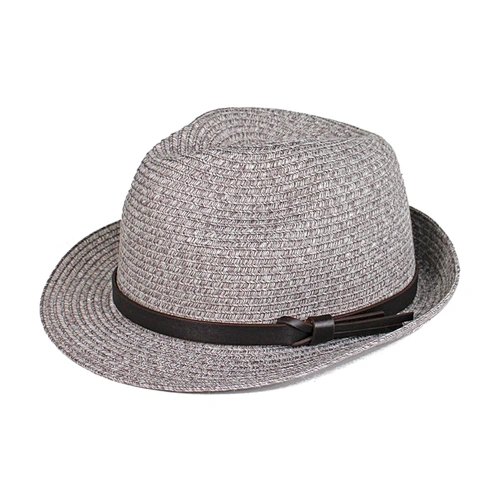 Wholesale Washable and Foldable Anti UV Straw Summer Hat Fedora with Leather Band