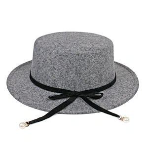 2018 Best Selling Factory OEM Grey Color Boater Polyester Felt Hat