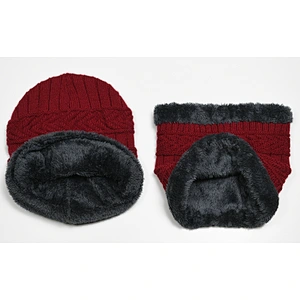 Ladies winter acrylic cabel knitted beanie hat and snood set
