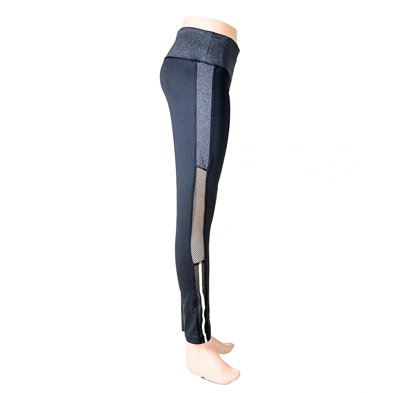 Popular 100%polyester Grey melange yoga mesh legging