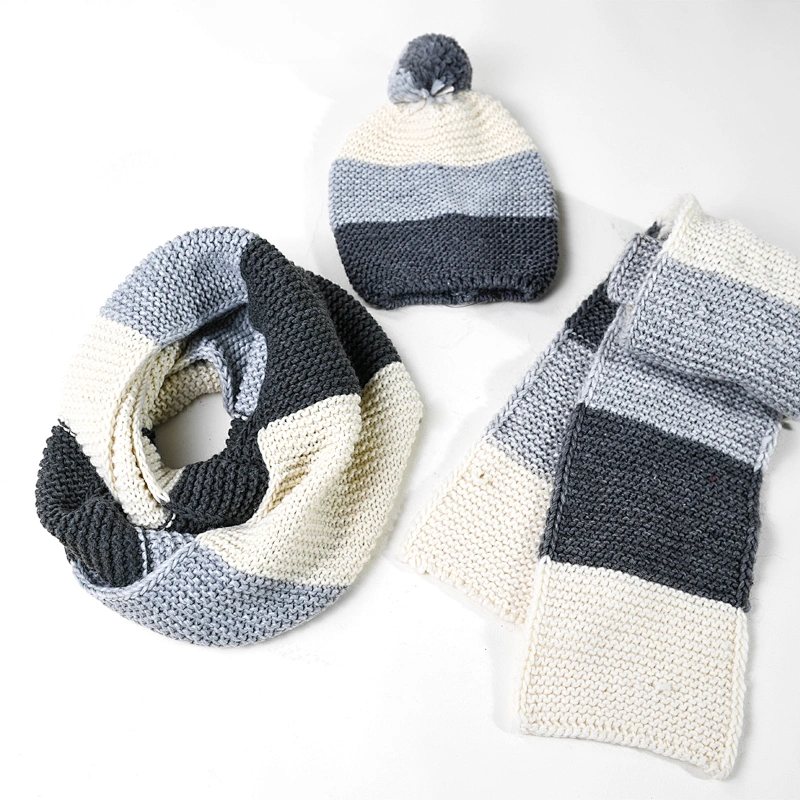 Popular Winter acrylic women scarf and hat sets