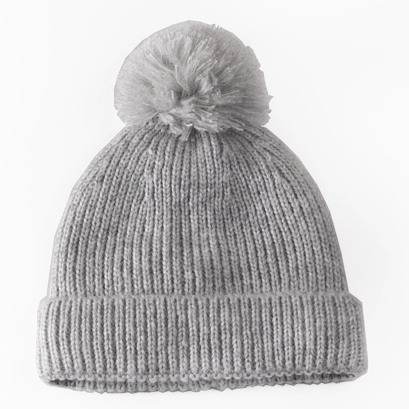 Women 's Wholesale winter custom knitted w pom pom beanie hat