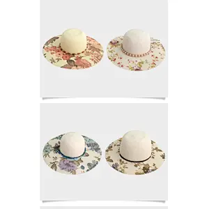 Fashion cheaper printed panama straw hat
