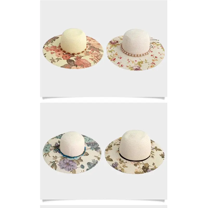 Fashion cheaper printed panama straw hat