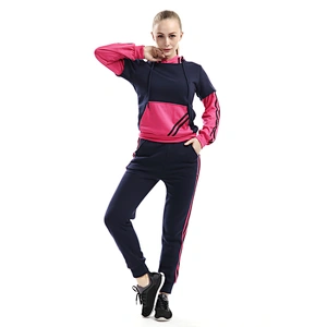Full Length And Sleeve Loose Casual Contrast Color Woman Fitness Suit