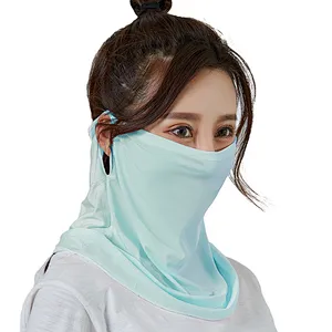 Outdoor Sunscreen Hanging Ear Type Pure Color Silk Scarf With Various Decorative Sunscreen Scarf