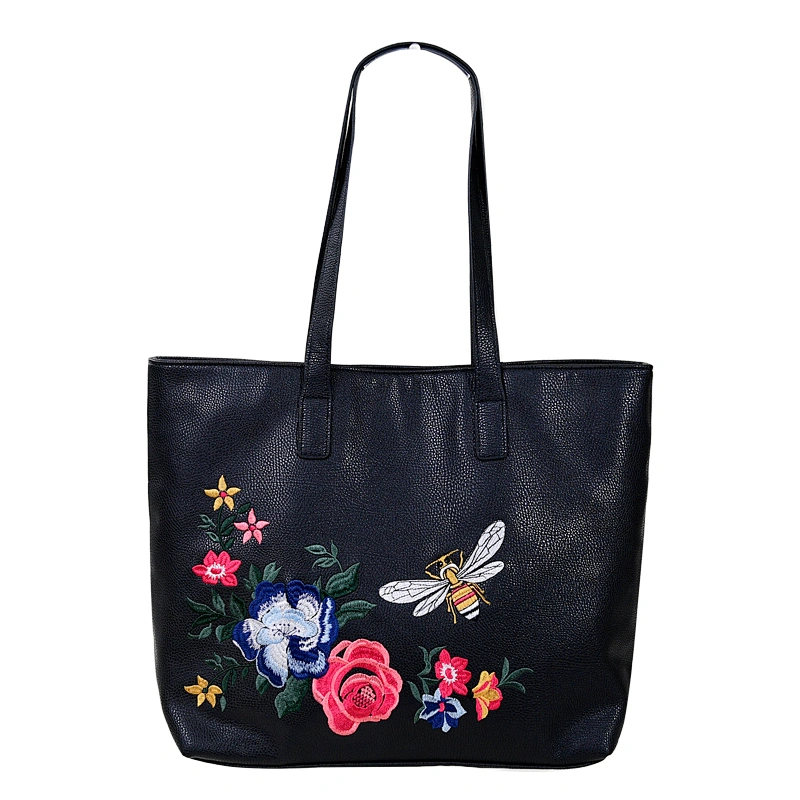Fashion Ladies Embroidered PU Shoulder Handbag