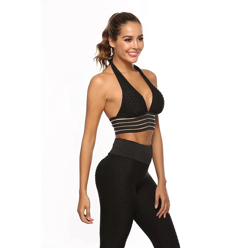 Custom Workout Yoga Sets Clothes Fitness Yoga Leggings Seamless Gym Tights and Sports Bra Set For Women