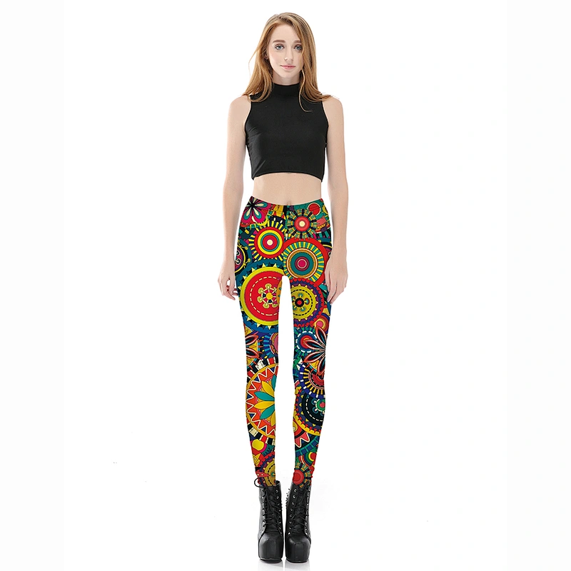 Women's Digital Printed Leggings Full-Length Regular Size Yoga Workout Leggings Pants Soft Capri
