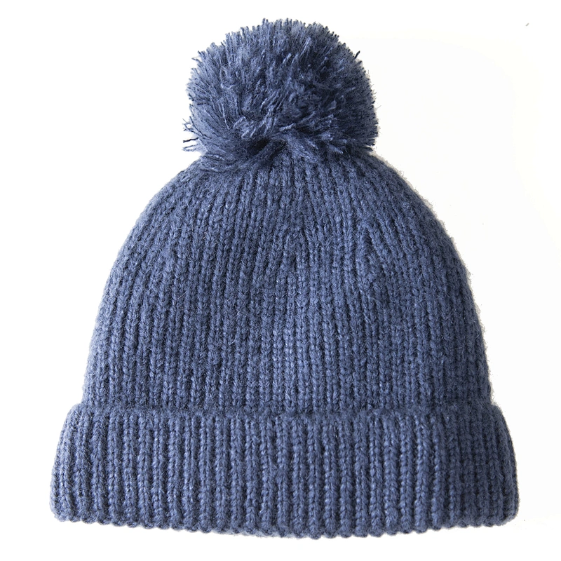 Women 's Wholesale winter custom knitted w pom pom beanie hat
