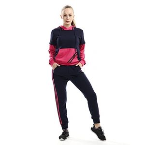 Full Length And Sleeve Loose Casual Contrast Color Woman Fitness Suit