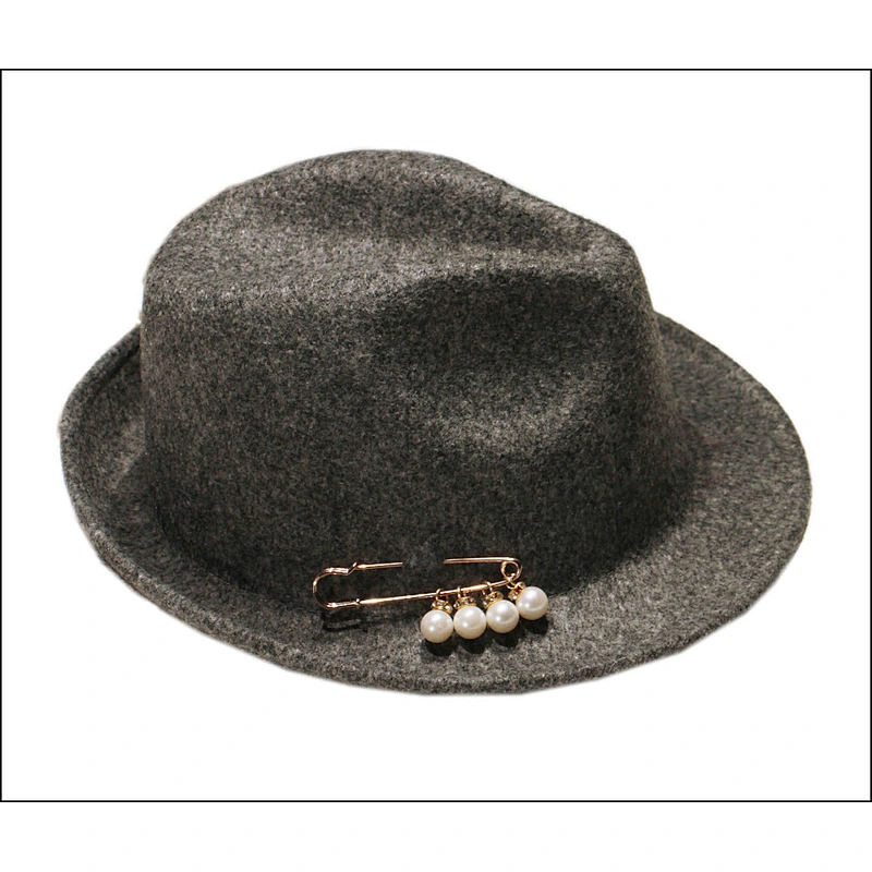 Wholesale Fake Wool Felt Brooch pearl Fedora Hats For Women