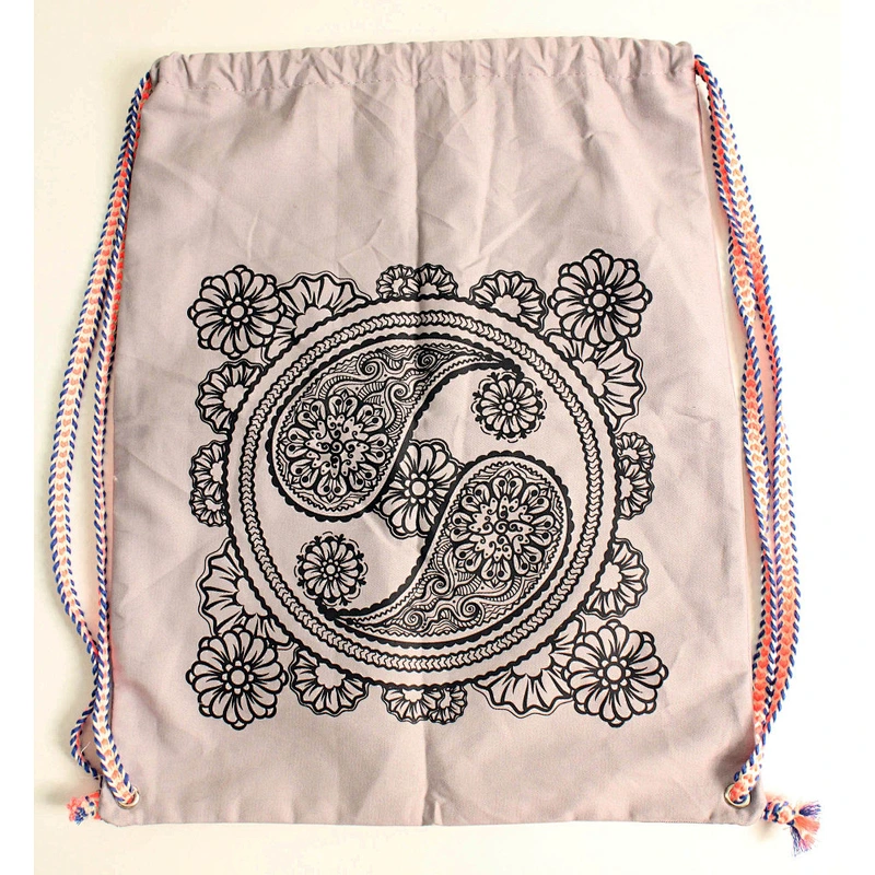 Fashion Printing Women Cotton Twill Rope bag
