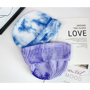 2020 Hotsale Unisex Winter Short Skullies Hat Women Tie Dye Warm Knitted Beanie