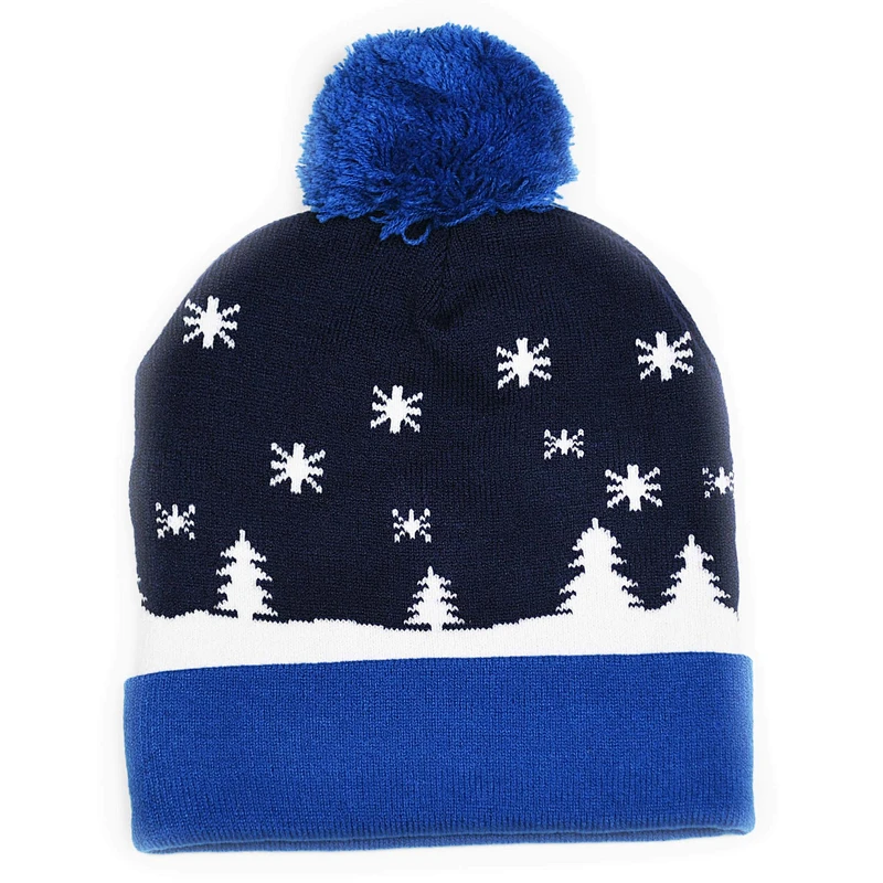 Fashion Custom Christmas Winter Beanie LED Knitted Hat With Lights