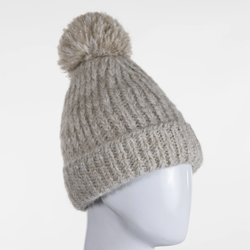 2020 Fashion winter hat fake fur  pom pom knitted custom Beanie