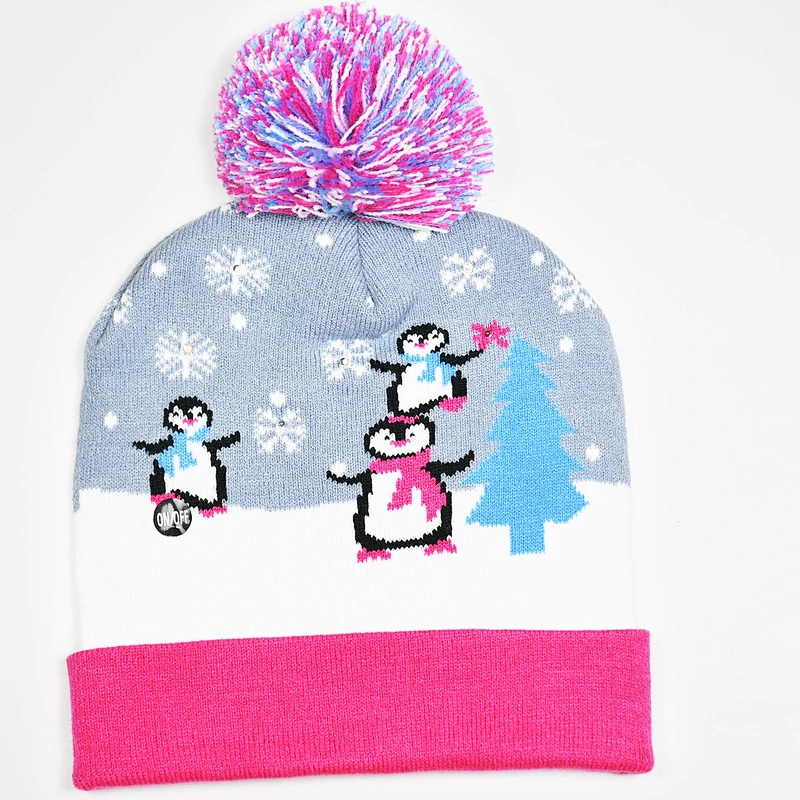 2020 LED Light-up Knitted Holiday Christmas Beanie Hat Winter Beanie With Led Lights