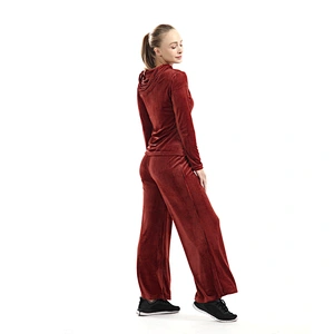 Women's high-waist broad-legged trousers casual pure color