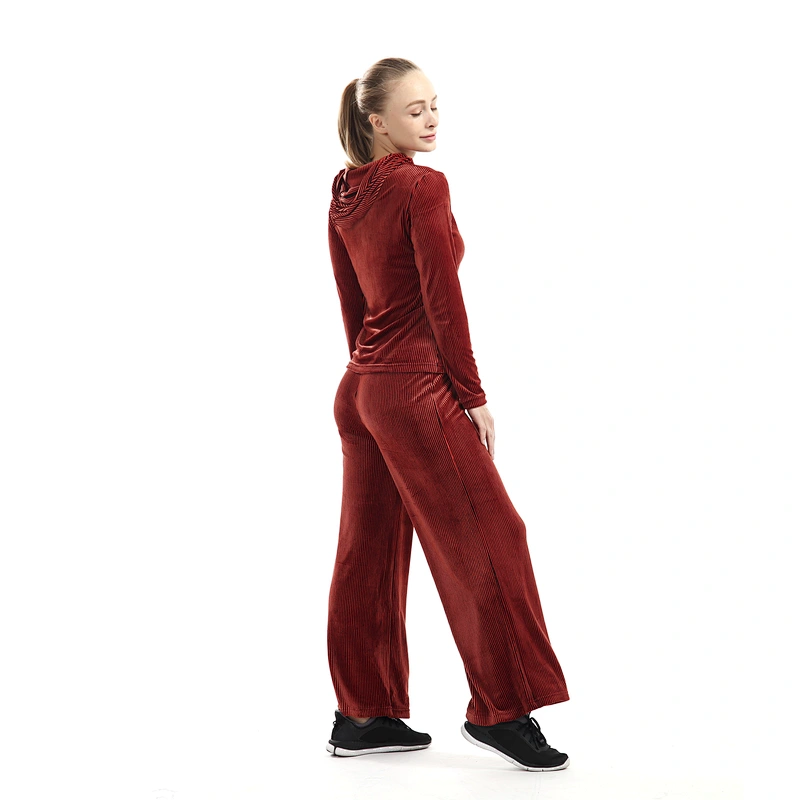 Women's high-waist broad-legged trousers casual pure color