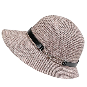China-made High Quality Summer Straw Ladies Cap with leather belt