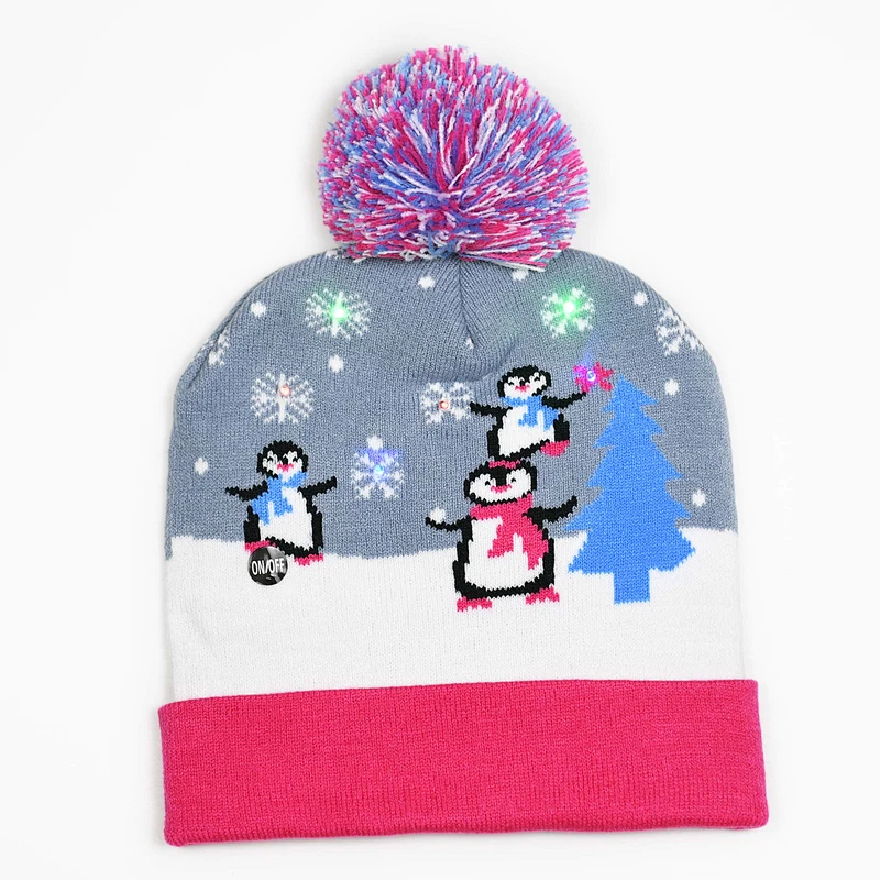 2020 LED Light-up Knitted Holiday Christmas Beanie Hat Winter Beanie With Led Lights