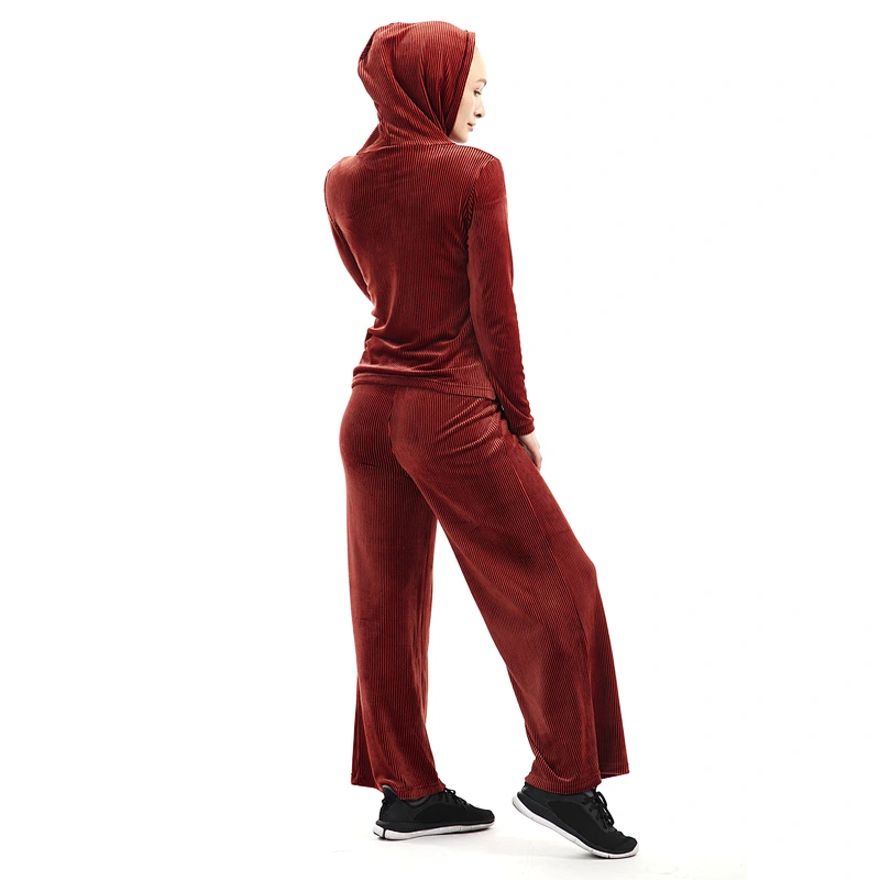 Women's high-waist broad-legged trousers casual pure color