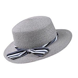 2019  High Quality Fashion Grey Summer Uv Protectionr Straw Boater Hat