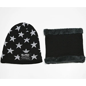 jacquard knitted acrylic w lining beanie hat neck scarf set