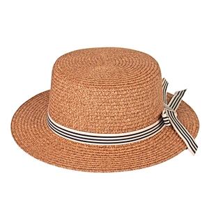 Fashion Bowknot Anti UV and Breathable Women Straw Boater Hat