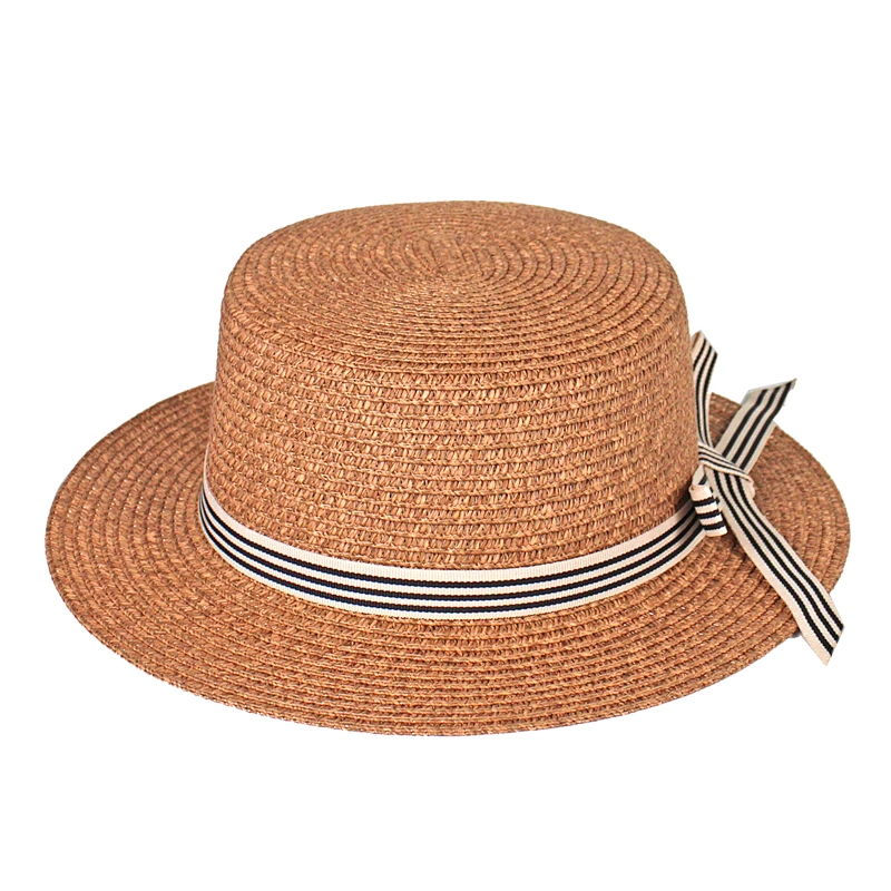 Fashion Bowknot Anti UV and Breathable Women Straw Boater Hat