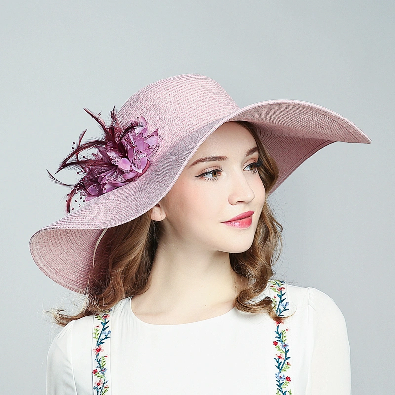 Good Quality UV Protection Washable and Foldable UV Sunscreen One Removable Flower Pin Decoration Summer Beach Straw Hat