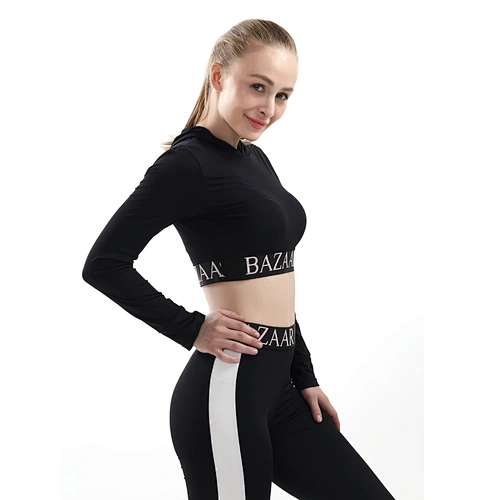 Manufacturer wholesale custom Polyester Cotton Long Sleeve Clothes Women Ladies Crop Top