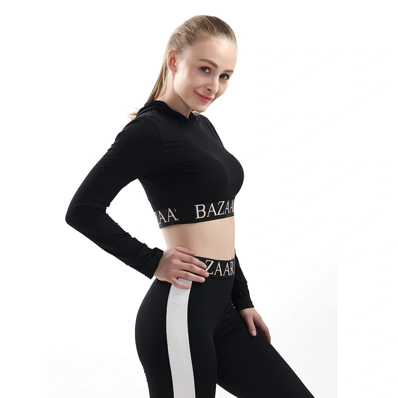 Manufacturer wholesale custom Polyester Cotton Long Sleeve Clothes Women Ladies Crop Top