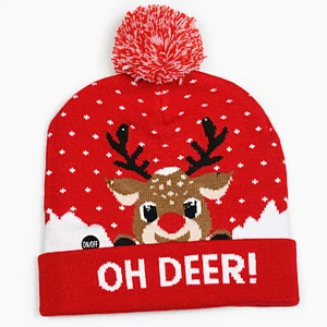Wholesale Led Lighted Christmas Knit Beanie hat With Pom