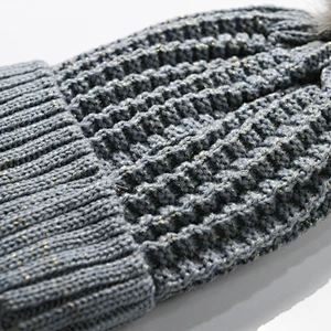 2020 Winter fashion acrylic w lurex kids knitted beanie hat