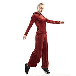 Women's high-waist broad-legged trousers casual pure color