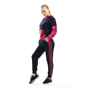 Full Length And Sleeve Loose Casual Contrast Color Woman Fitness Suit