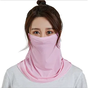 Outdoor Sunscreen Hanging Ear Type Pure Color Silk Scarf With Various Decorative Sunscreen Scarf