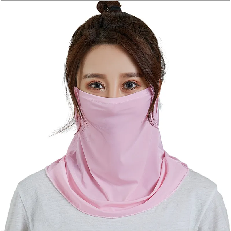 Outdoor Sunscreen Hanging Ear Type Pure Color Silk Scarf With Various Decorative Sunscreen Scarf