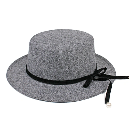 2018 Best Selling Factory OEM Grey Color Boater Polyester Felt Hat