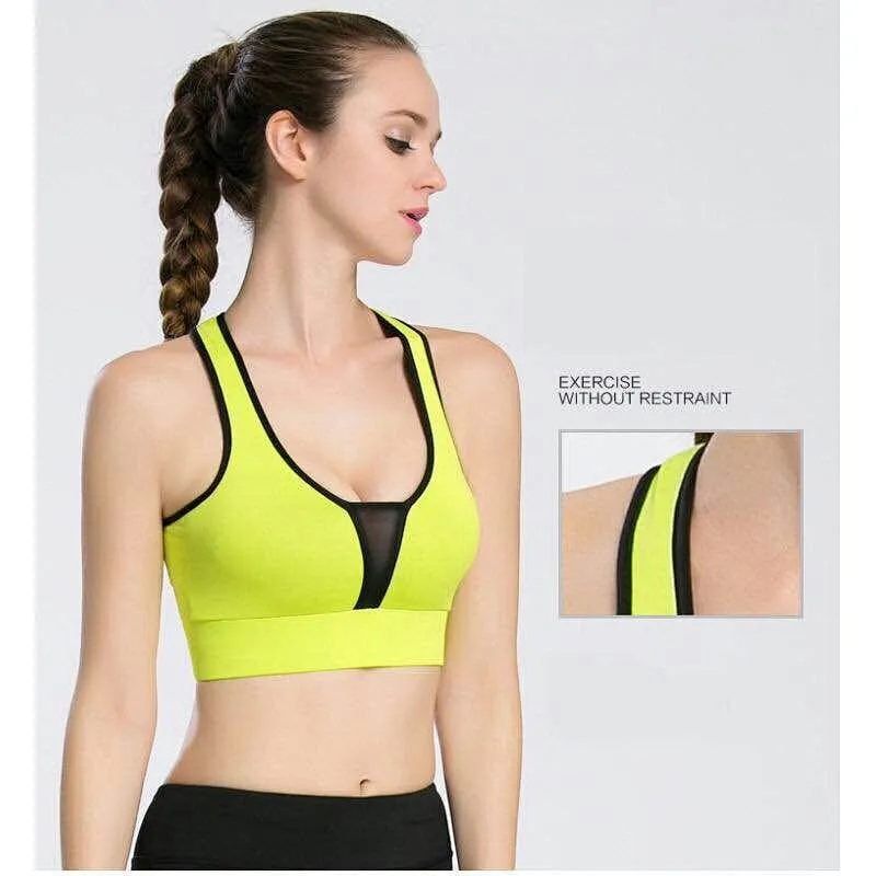 Ladies flexible cheap polyester sport yoga vest elastic mesh insert bar