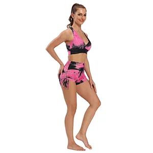 Women's Workout Yoga Shorts, High Waisted Tie Dye Scrunch Booty Shorts Ruched Butt Lift Athletic Running Shorts