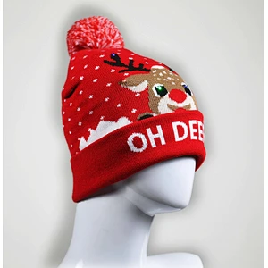 Wholesale Led Lighted Christmas Knit Beanie hat With Pom