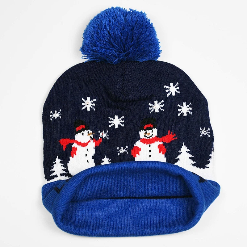 Fashion Custom Christmas Winter Beanie LED Knitted Hat With Lights