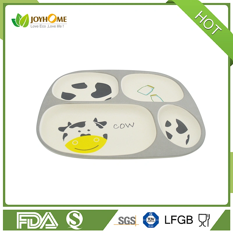 Custom Logo Accepted Bamboo Kid Dinnerware Plate Sets