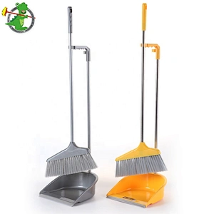 Eco-friendly Household Cleaning Colorful Long Handle Plastic Dustpan With Broom