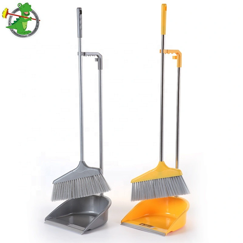 Eco-friendly Household Cleaning Colorful Long Handle Plastic Dustpan With Broom
